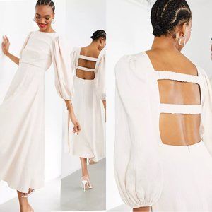 NWT ASOS full skirt midi dress with open back